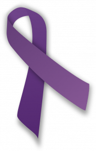 Purple ribbon signifying support for domestic violence awareness 