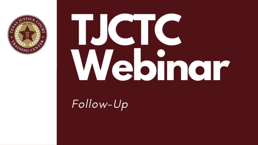 TJCTC Webinar Follow-Up